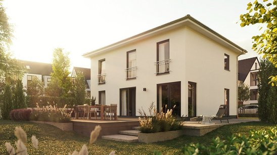 Moderne Stadtvilla mit Terrasse und Garten in sonniger Wohnlage.